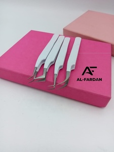 Fiber Tip Lash Extension Tweezers Matte White Color Diamond Grip Russian Volume 65 90 Degree Slim <b>Boot</b> Lash Tweezer - Product Image 6
