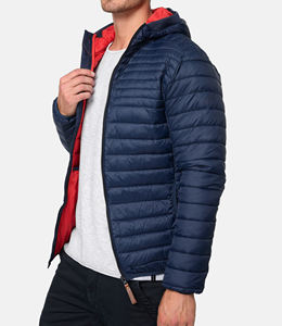 Veste matelassée à capuche zippée en toile d'hiver pour homme avec logo personnalisé sur le devant Noir - Product Image 6