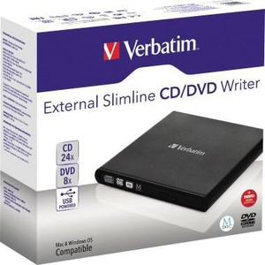 ไดรฟ์ออปติคอลภายนอก Verbatim Slimline USB 2.0 ขนาด 146 x 17 x 146 มม. รองรับ M-DISC สำหรับจัดเก็บข้อมูล ใช้งานร่วมกับ Windows และ Mac ได้ - Product Image 1