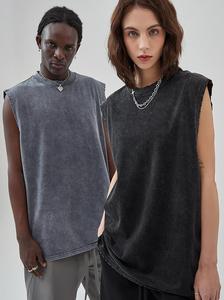 New Arrivals Wholesale 280 Gsm Cotton Vintage Distressed <b>Sleeveless</b> T-shirt <b>Tshirts</b> Oversized <b>Men</b> Washed Vest Tank Tops - Product Image 2