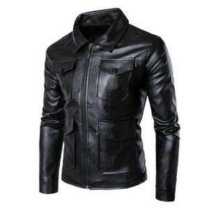 Elegante chaqueta de cuero para hombre Slim Fit manga larga cómoda ropa de abrigo informal con cierre de cremallera para Otoño Invierno desgaste - Product Image 5