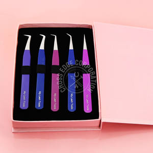 Mejor Oferta: Pinzas para Extensión de Pestañas con Punta de Fibra de 45 y 90 Grados, para Aislamiento y Volumen, Probadas a Mano, Antideslizantes - Product Image 1