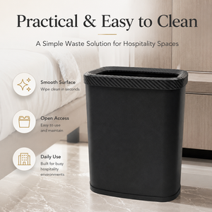 <strong>Black</strong> Square Garbage Can No Lid <strong>Small</strong> Garbage Can <strong>Bins</strong> Open Top Waste <strong>Bin</strong> for Hotel Bathroom Bedroom - Product Image 3