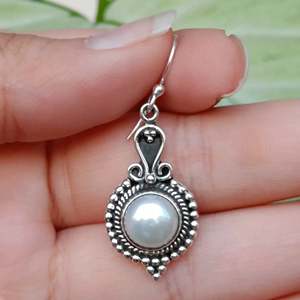 Navya Craft Handmade 925 <b>Silver</b> Freshwater Pearl <b>Dangle</b> <b>Earrings</b> for Women Boho Style Drop <b>Earrings</b> for Birthday & Anniversary - Product Image 2