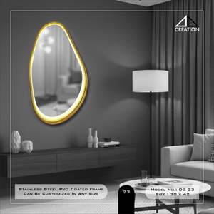 Modern Stainless Steel PVD Coated Frame Bathroom Vanity Wall <b>Mirror</b> <b>Lightweight</b> Anti-Fog Elegant Irregular - Product Image 5
