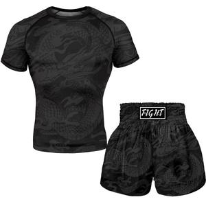 Short de combat de boxe personnalisé pour hommes Ensembles de vêtements de sport pour adultes T-shirts d'entraînement de fitness Shorts de plage MMA Jiu-jitsu brésilien - Product Image 1