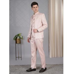 High Quality Mens Rust Three Piece Suit Fashionable Slim Fit for <b>Groom</b> and Ceremony <b>Wear</b> Available for Best Quality from India - Product Image 1