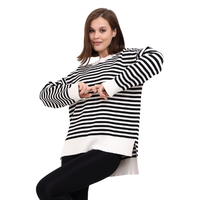 Nouveau tricot personnalisé à la mode à dos long pull-over col rond élastique chaud style rayé haute qualité pull d'hiver services OEM