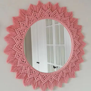 Miroir mural rond moderne en macramé fait à la main décoratif suspendu pour le salon et le mariage au meilleur prix - Product Image 6