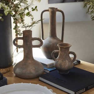 Vase Amphora antique en aluminium de table décoratif d'intérieur en métal fabriqué à la main avec poignées garnies - Product Image 5