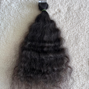 Cinta de cabello humano Remy negro natural y Rubio virgen de alta calidad-En 105G Estilos ondulados/rizados/Rectos naturales Cabello indio - Product Image 1