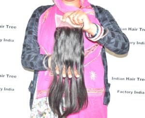 Extensions de cheveux humains indiens 100% Remy non traités, lisses, vietnamiennes, cuticules alignées, double trame machine, couleur noire - Product Image 4