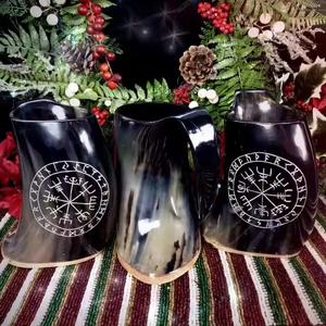 Tasse de corne de vin de conception Viking de qualité supérieure tasse à boire en corne de buffle sculptée unique pour l'exportation article décoratif par l'artisanat en croissant - Product Image 2