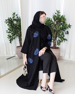 Abaya Larga de Satén de Lujo Personalizada al por Mayor, Ropa Islámica de Seda de Alta Calidad para Mujer, Antiarrugas, Mangas con Volantes Hechas a Mano, Talla Única - Product Image 5