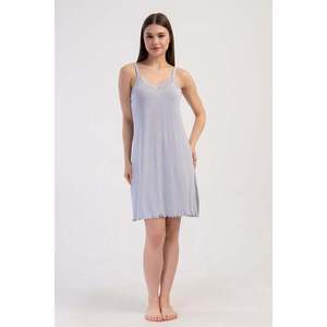 KADIN LYC VISCON XXL V YAKA DANTELLI IP ASKILI BIBILALI TUNIK - สีเทา - สีเทา - Product Image 1