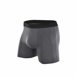 Calzoncillos bóxer de algodón negro transpirable para hombre, ropa interior de corte largo con logotipo personalizado y frente abierto para comodidad y estilo - Product Image 4