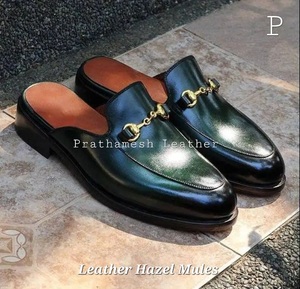 Buy Now Leather Mules Comfortable Flat <b>Slides</b> for Summer Winter Spring-Soft and Slip-<b>On</b> Closure with Solid Pattern Durable Style - Product Image 2