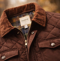 Veste matelassée d'hiver classique pour homme, marron, de qualité supérieure, rembourrée, isolée, imperméable, coupe-vent, rembourrage en polyester, style vintage