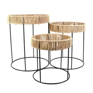 โต๊ะข้างหญ้าทะเลสานด้วยมือ,พร้อมขาโลหะชุดโต๊ะทำรังราคาดีจากเวียดนาม - Product Image 1