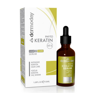 DERMODAY Phyto Keratin Sérum Capillaire 50ml Soin Réparateur Intensif à la Vitamine E pour Cheveux Abîmés Anti-Frisottis Huile Brillance - Product Image 1