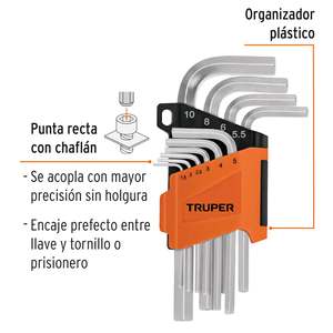 Jeu de 10 clés allen mm pointe hexagonale avec organiseur - Product Image 3
