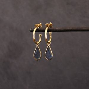 Boucles d'oreilles initiales en argent Sterling 925 de luxe bijoux initiaux en gemme bleue fine avec cadeau de Style à la mode mignon de kyanite naturelle - Product Image 1