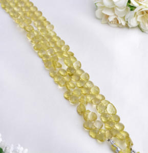 สร้อยคอพลอยเลมอนควอตซ์ทรงลูกแพร์เจียระไนธรรมชาติ, พลอยสำหรับทำเครื่องประดับชั้นดี - Product Image 3