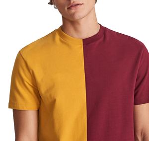 Venta al por mayor nuevo diseño de los hombres de algodón suave Slim Fit dos tonos de dos colores camiseta de tela suave cómodo lavado hombres camisetas OEM - Product Image 2