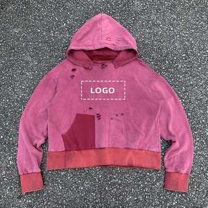 Sudadera con Capucha de Moda Invernal para Hombre, 100% Algodón, Lavado Desteñido, Estilo Urbano, con Bordado y Detalles Decorativos de Pedrería - Product Image 2