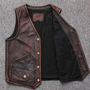 Gilet en cuir de vachette pour homme grande taille – Gilet en cuir de moto sans manches tendance - Product Image 2