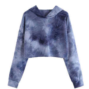 100% algodón elegante Crop Top sudaderas con capucha para mujer ropa informal con logotipo impreso personalizado invierno con capucha Jersey tela - Product Image 1