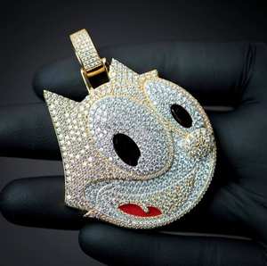 Colgante de esmalte con moissanita VVS, colgantes y dijes de joyería fina de diamante de corte redondo, Plata de Ley 925 - Product Image 5