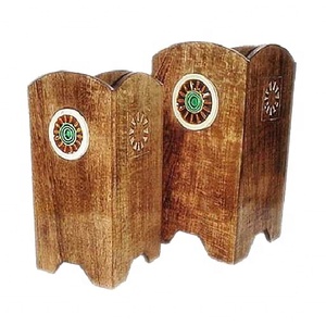 Juego de macetas de madera Vintage artesanales hechas a mano de alta calidad diseño moderno decoración de escritorio única gran oferta artículo al por mayor - Product Image 1
