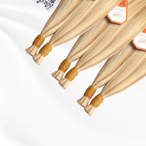 Extensions de cheveux humains Remy en vrac, tissage double, trame simple, couleur blonde, mèches de cheveux naturels, qualité salon - Product Image 1