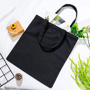 Vente en gros de sacs de courses en toile noire personnalisés avec logo personnalisé sac fourre-tout en toile de coton pliable et réutilisable - Product Image 5