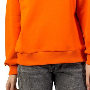 Sweat-shirt uni à col rond pour femmes-Pull décontracté à manches longues en coton polaire-Top de style basique pour un usage quotidien - Product Image 5