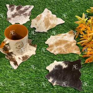 Réel de Vache À La Main De Fourrure En Cuir Thé Coaster Café Thé Tasse Tapis Vaisselle Accessoires Verres Mat Coupe - Product Image 1