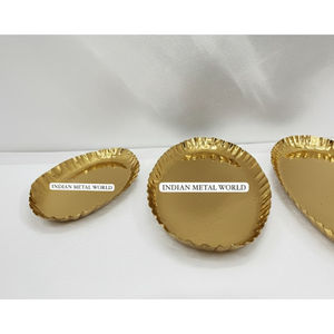 Plateau de service rond en métal indien en gros, plateau de service oblong en or, fournitures de fête, présentoir de desserts pour mariage, événement, bol à chocolat - Product Image 1