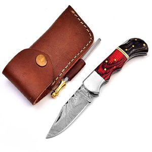 Cuchillo plegable multiherramienta personalizable de acero de Damasco DIY con botón pulsador de mango de madera OEM para supervivencia al aire libre y caza - Product Image 2