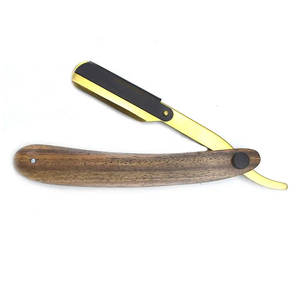 Maquinilla de afeitar profesional de una sola hoja con diseño dorado para hombres, mango de madera natural desechable para un afeitado perfecto y afeitado de Bikini - Product Image 3