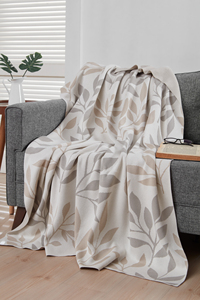 Fabricante de mantas tejidas jacquard OEM, manta de algodón orgánico personalizada para TV con patrones florales y geométricos - Product Image 1