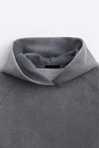 Boxy personnalisé 450gsm surdimensionné poids lourd goutte épaule en détresse acide lavage sweat à capuche zippé pour hommes coupe ample pull à capuche décontracté - Product Image 4