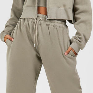 Tracksuit For Women With Relaxed Fit Throughout With Oversized Full Sleeves High Quality With Matching Wide Leg <b>Joggers</b> With Zip - Product Image 3