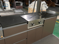Conception de cuisine de luxe sur mesure, îlot de cuisine extérieur, îlot barbecue, cuisine extérieure en acier inoxydable imperméable