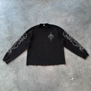 Camiseta lavada vintage de gran tamaño personalizada para hombre, de peso pesado de manga larga Camiseta negra, función antiarrugas, camisetas gráficas de manga completa a granel - Product Image 2