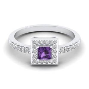 REYES Fabricante Sólido 14K Oro Rosa Diamante Anillos de compromiso Clásico Amatista Piedra preciosa Regalo de aniversario Joyería fina - Product Image 5