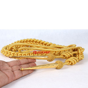 Aiguillettes dorados personalizados, cómodos accesorios Uniformes de alambre de lingotes con dos puntas doradas, accesorio ceremonial hecho a medida - Product Image 3