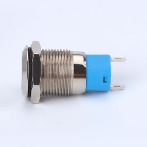 Botón Pulsador Plano Redondo de 12 mm con Enclavamiento 1NO sin Iluminación, Latón Niquelado, Acero Inoxidable, 2A, IP65, Botones Metálicos - Product Image 5