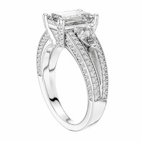 Bague de fiançailles Pacho 3.096 TCW en argent sterling 925 avec trois pierres en moissanite émeraude et poire, élégante bague de mariage