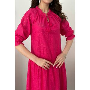 เดรสลูกไม้สีบานเย็นแบบใหม่ - สีบานเย็น - Product Image 4